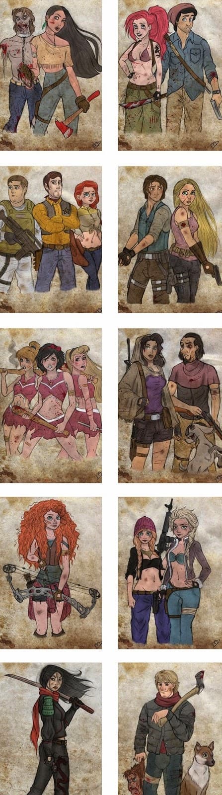 Personajes de Disney y The Walking Dead