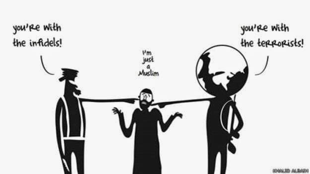 Musulmanes y su constante posición de la mitad