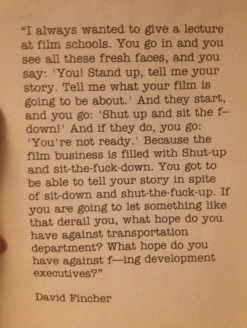 David Fincher y una lección soberbia para tu animo como cineasta…o cualquier otra cosa